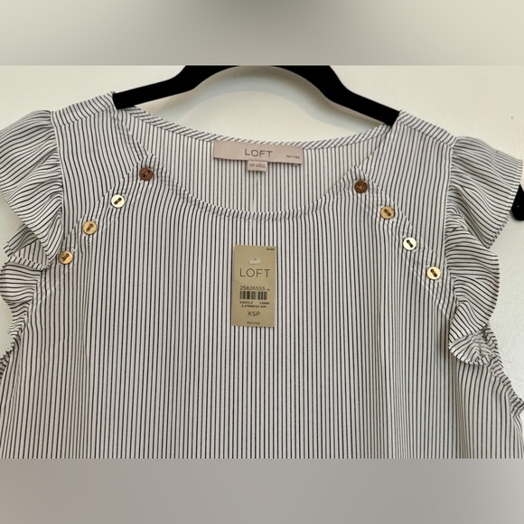 LOFT Striped Top with Gold Button Details - Picture 2 of 3